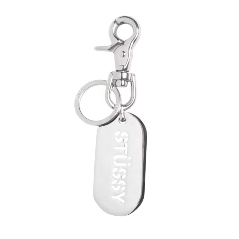 Stussy Metallic Silver Keychain